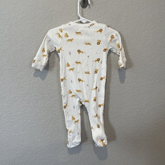 Emily & Oliver Rabbit + Bear Organic Cotton Infant Green Sleeper 6-9 Jungle Lion - Picture 6 of 8